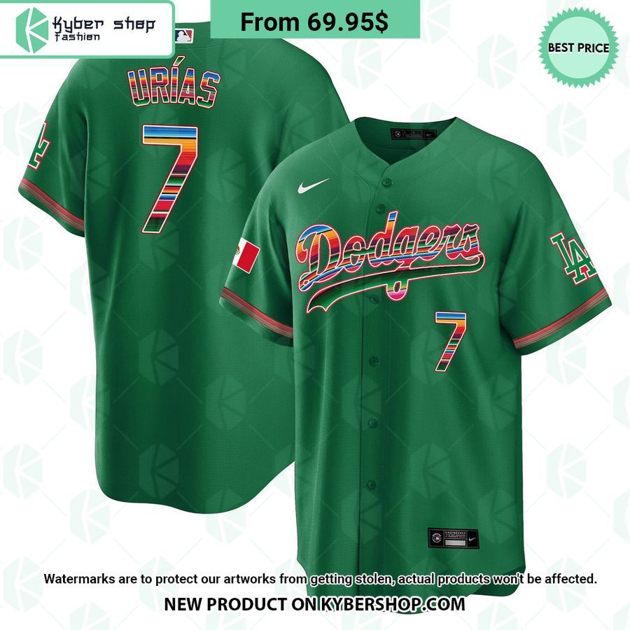 Men’s Los Angeles Dodgers Mexico Cool Base Green Jersey