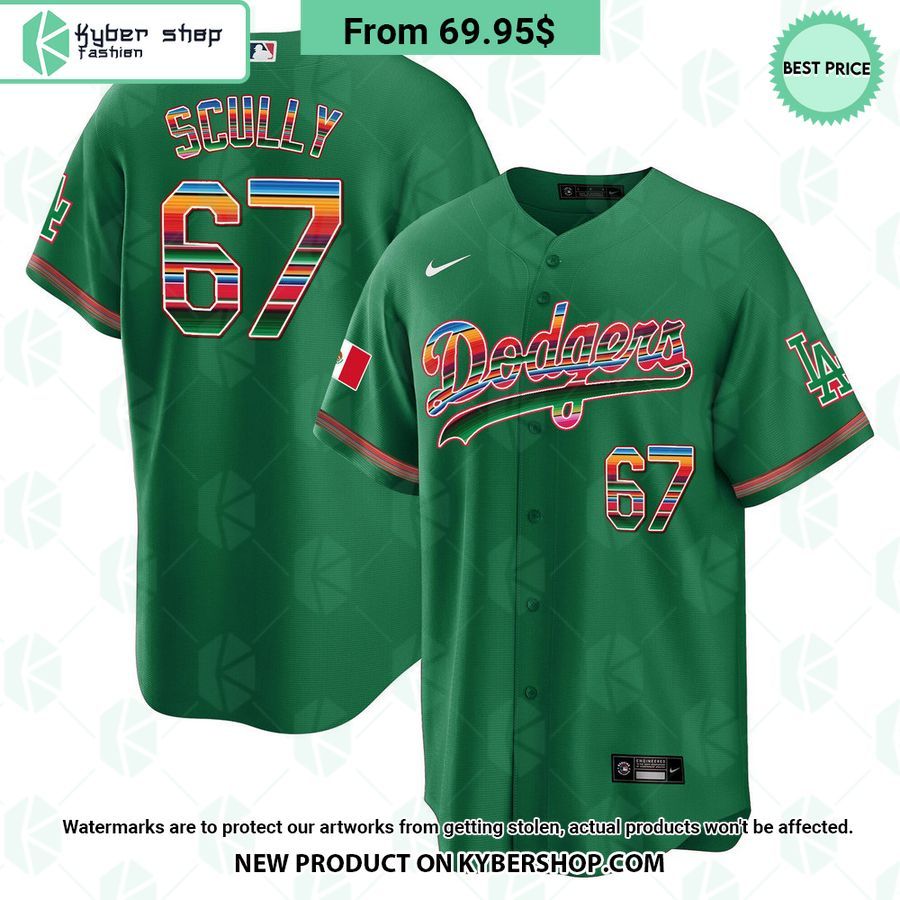 Men’s Los Angeles Dodgers Mexico Cool Base Green Jersey