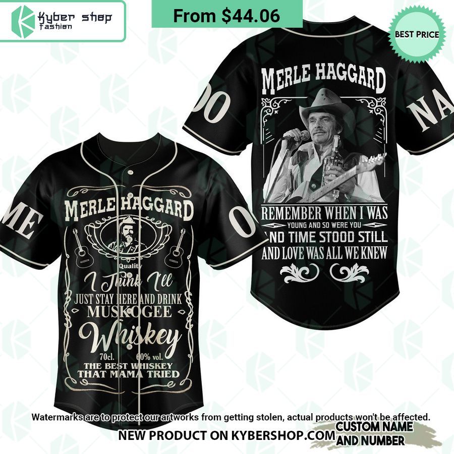 Merle Haggard Muskogee Whiskey CUSTOM Baseball Jersey
