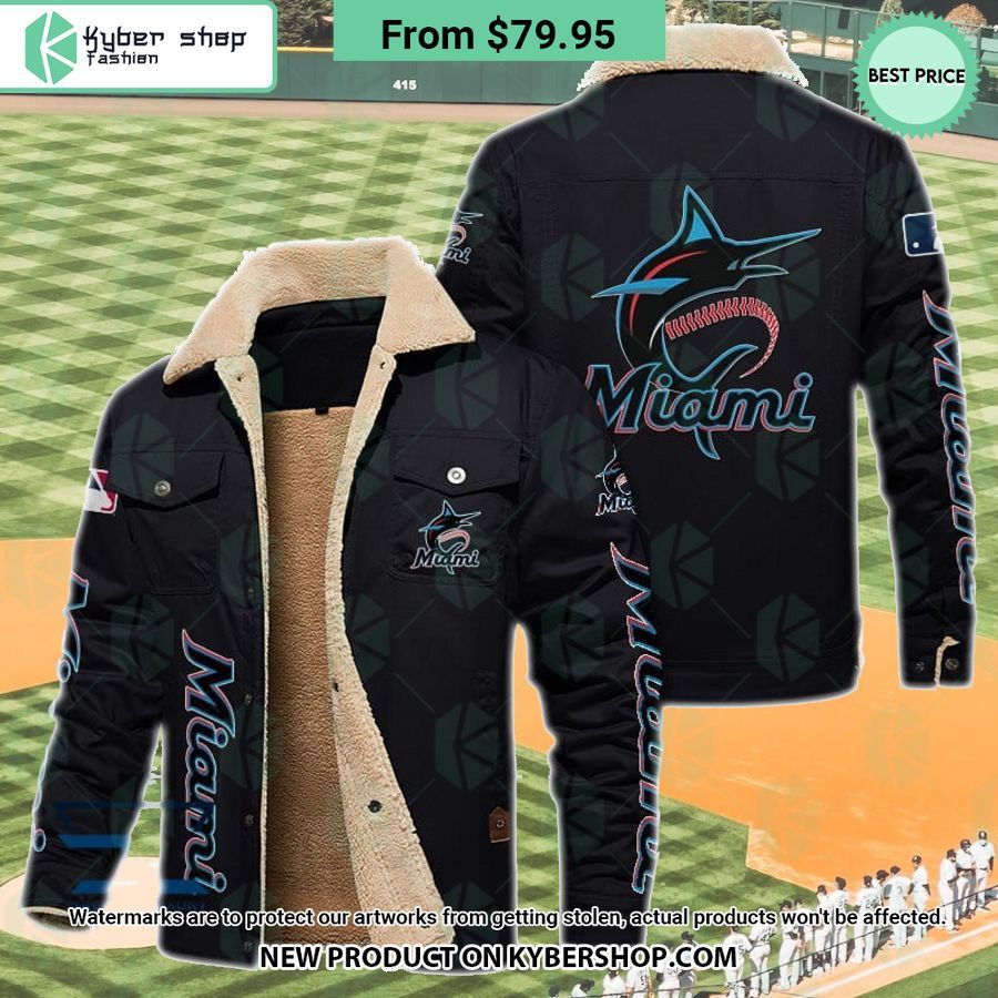 Miami Marlins MLB Fleece Leather Jacket