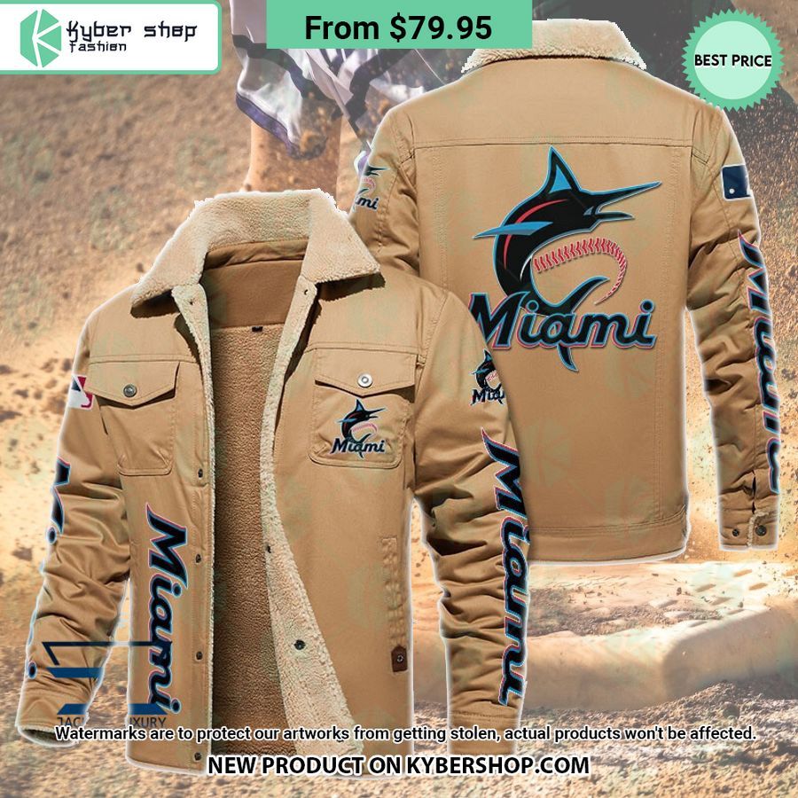 Miami Marlins MLB Fleece Leather Jacket