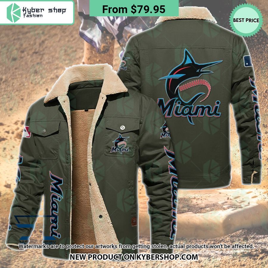 Miami Marlins MLB Fleece Leather Jacket