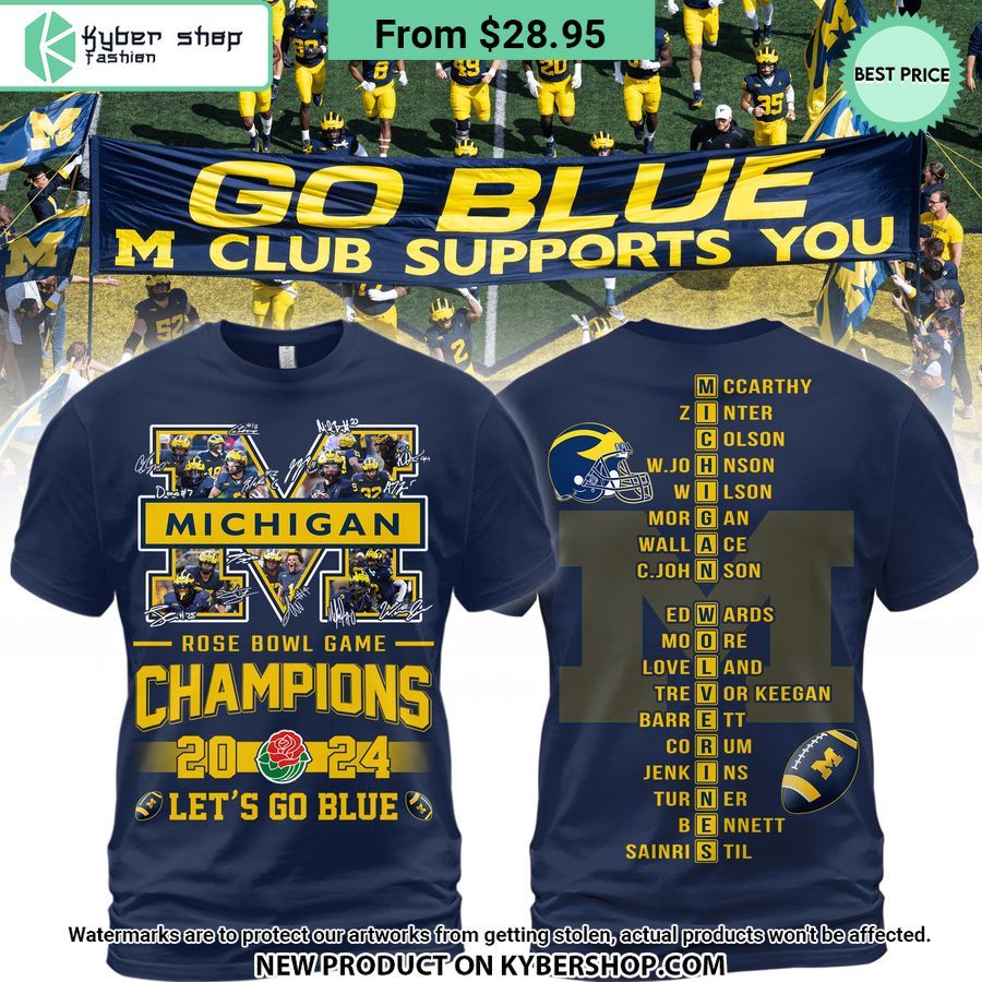 Michigan Wolverines 2024 Rose Bowl Game Champions Shirt