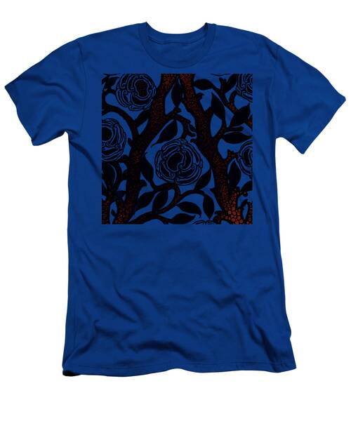 Midnight Bloom - Blue And Black Abstract Floral Poster T-Shirt