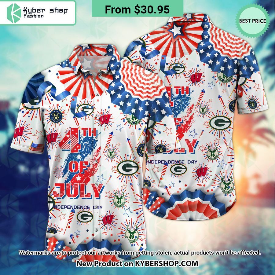 Milwaukee Brewers Green Bay Packers Wisconsin Badgers Milwaukee Bucks Hawaiian Shirt