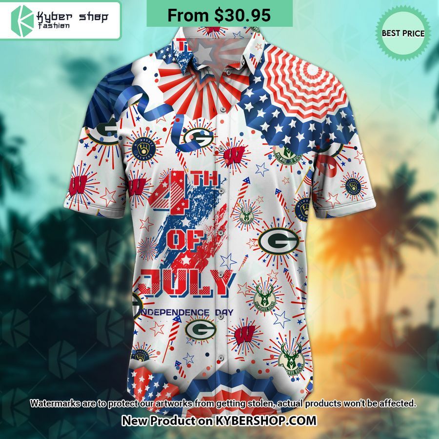 Milwaukee Brewers Green Bay Packers Wisconsin Badgers Milwaukee Bucks Hawaiian Shirt