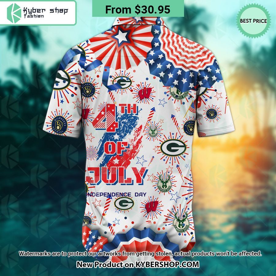 Milwaukee Brewers Green Bay Packers Wisconsin Badgers Milwaukee Bucks Hawaiian Shirt