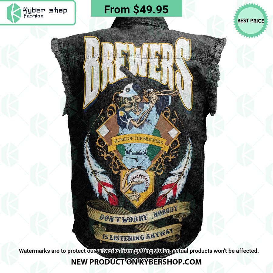 Milwaukee Brewers Sleeveless Denim Jacket