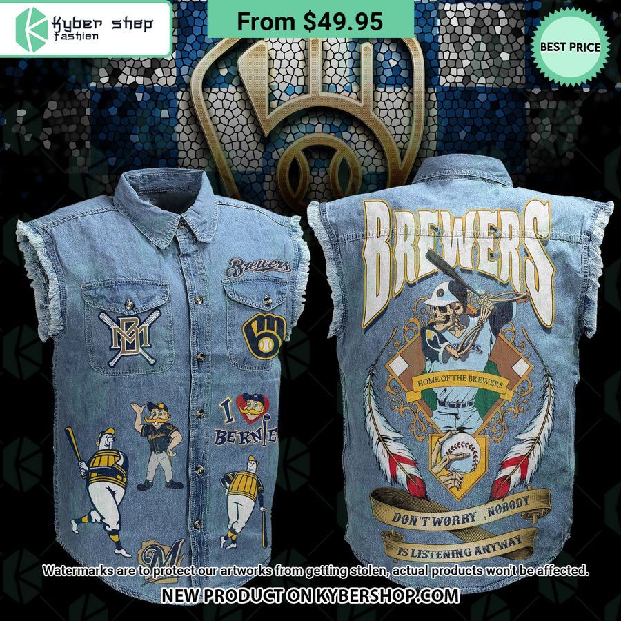 Milwaukee Brewers Sleeveless Denim Jacket