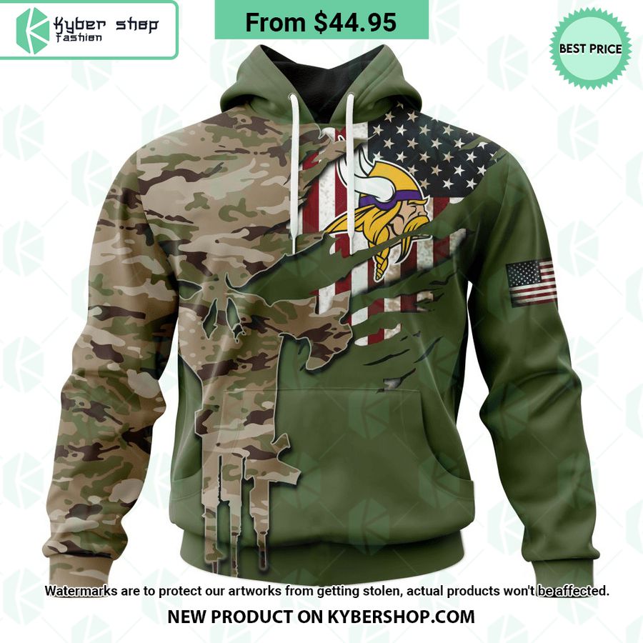 Minnesota Vikings Camo Design Veterans Day Hoodie