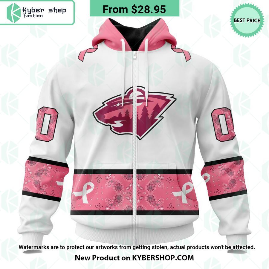 Minnesota Wild In October We Wear Pink Breast Cancer Hoodie