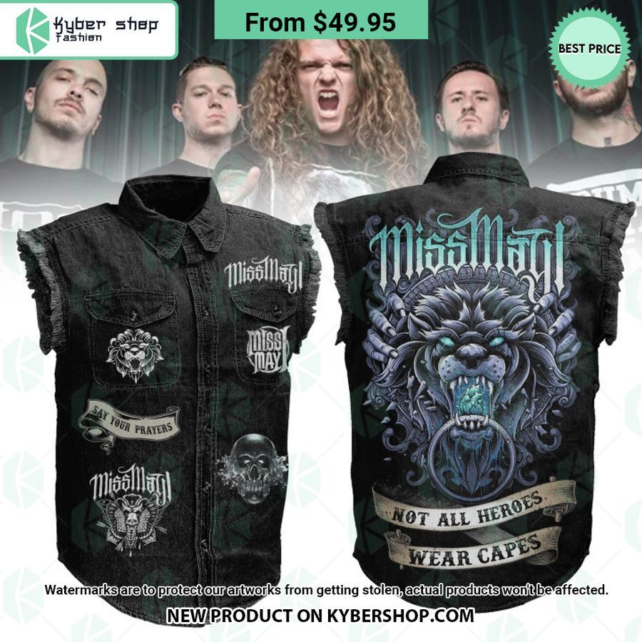 Miss May I Not All Heroes Wear Capes Sleeveless Denim Jacket