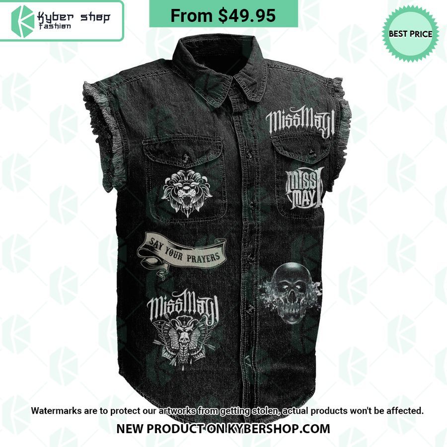 Miss May I Not All Heroes Wear Capes Sleeveless Denim Jacket