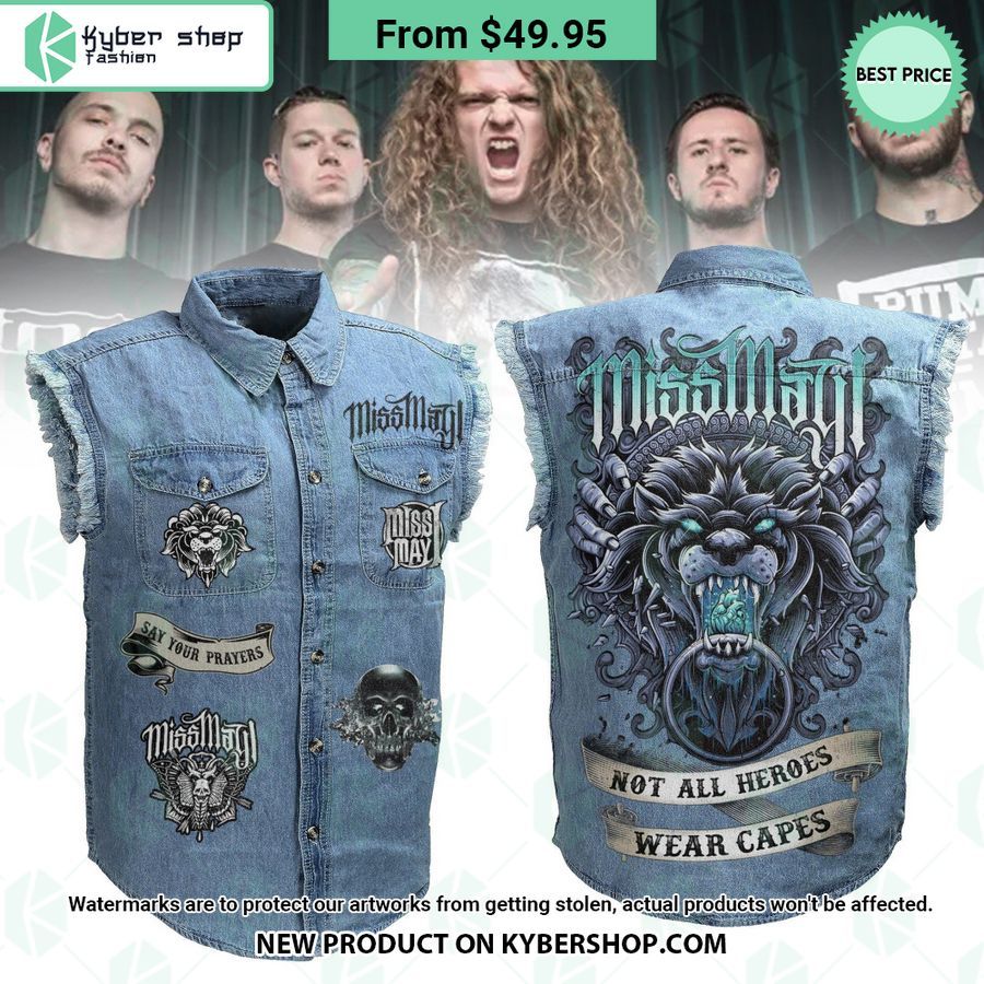 Miss May I Not All Heroes Wear Capes Sleeveless Denim Jacket