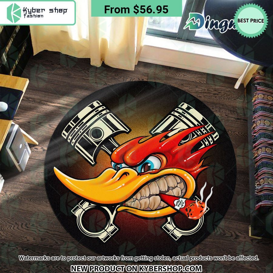Mr Horsepower Hot Rod Garage Round Rug