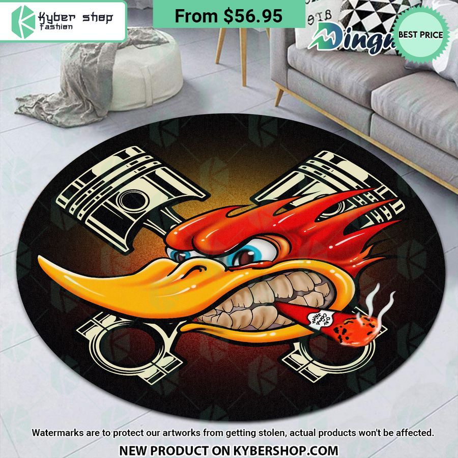 Mr Horsepower Hot Rod Garage Round Rug