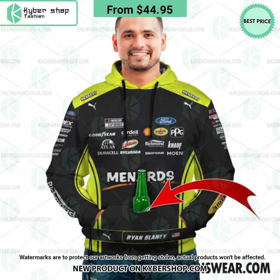 Nascar 2023 Menards Racing Uniform Ryan Blaney Hoodie