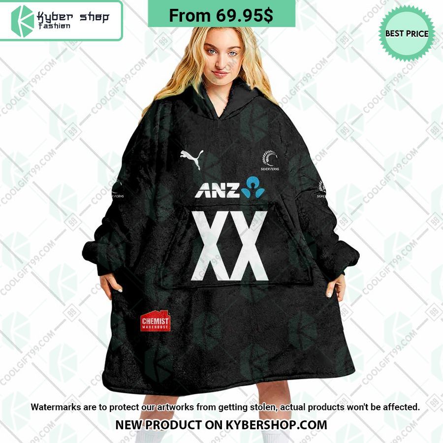 Netball NZ Silver Ferns World Cup 2023 Blue CUSTOM Hoodie Blanket