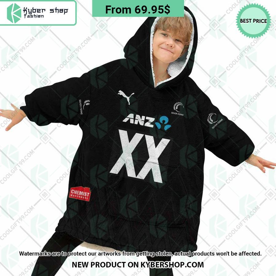 Netball NZ Silver Ferns World Cup 2023 Blue CUSTOM Hoodie Blanket