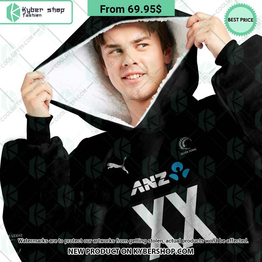 Netball NZ Silver Ferns World Cup 2023 Blue CUSTOM Hoodie Blanket