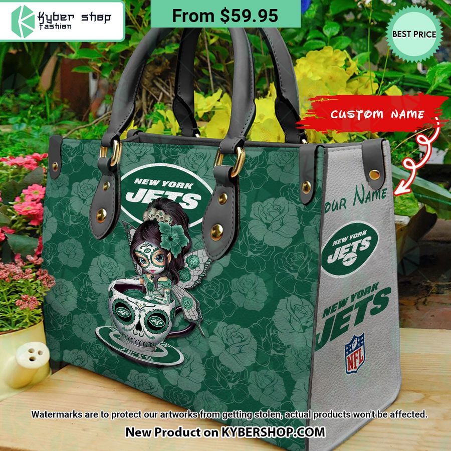 New York Jets Sugar Skull Girl Leather Bag