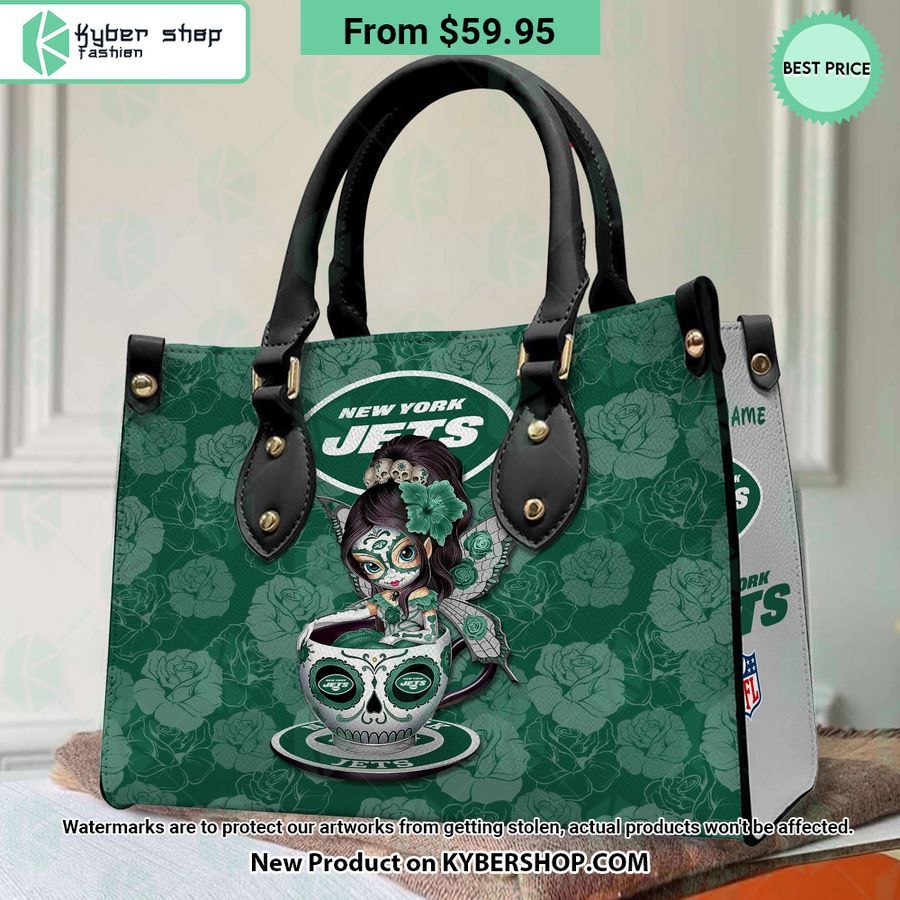 New York Jets Sugar Skull Girl Leather Bag