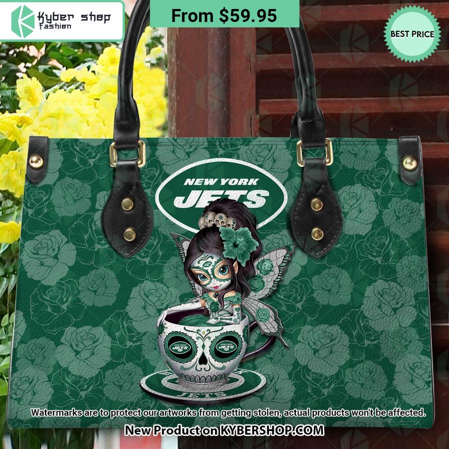 New York Jets Sugar Skull Girl Leather Bag