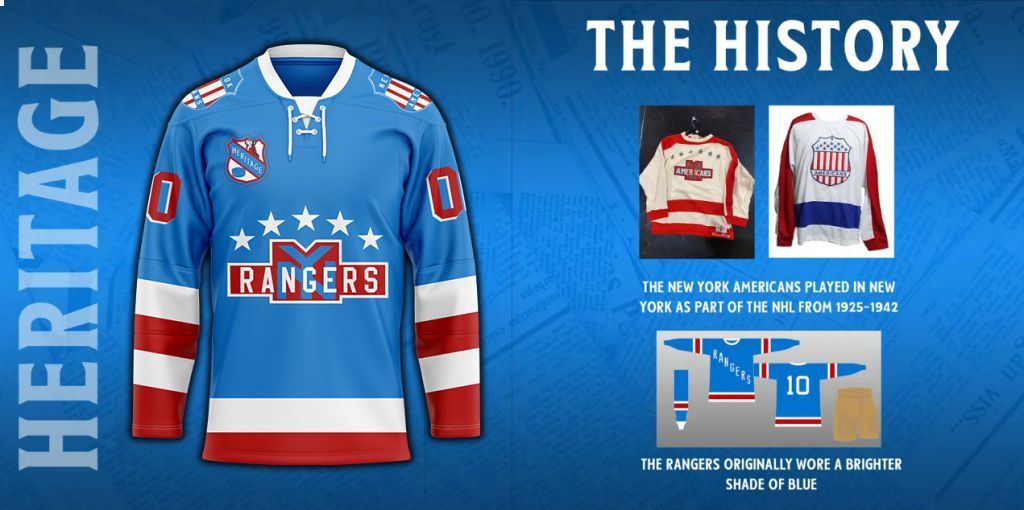 New York Rangers Heritage Concepts team logo Hockey Jersey