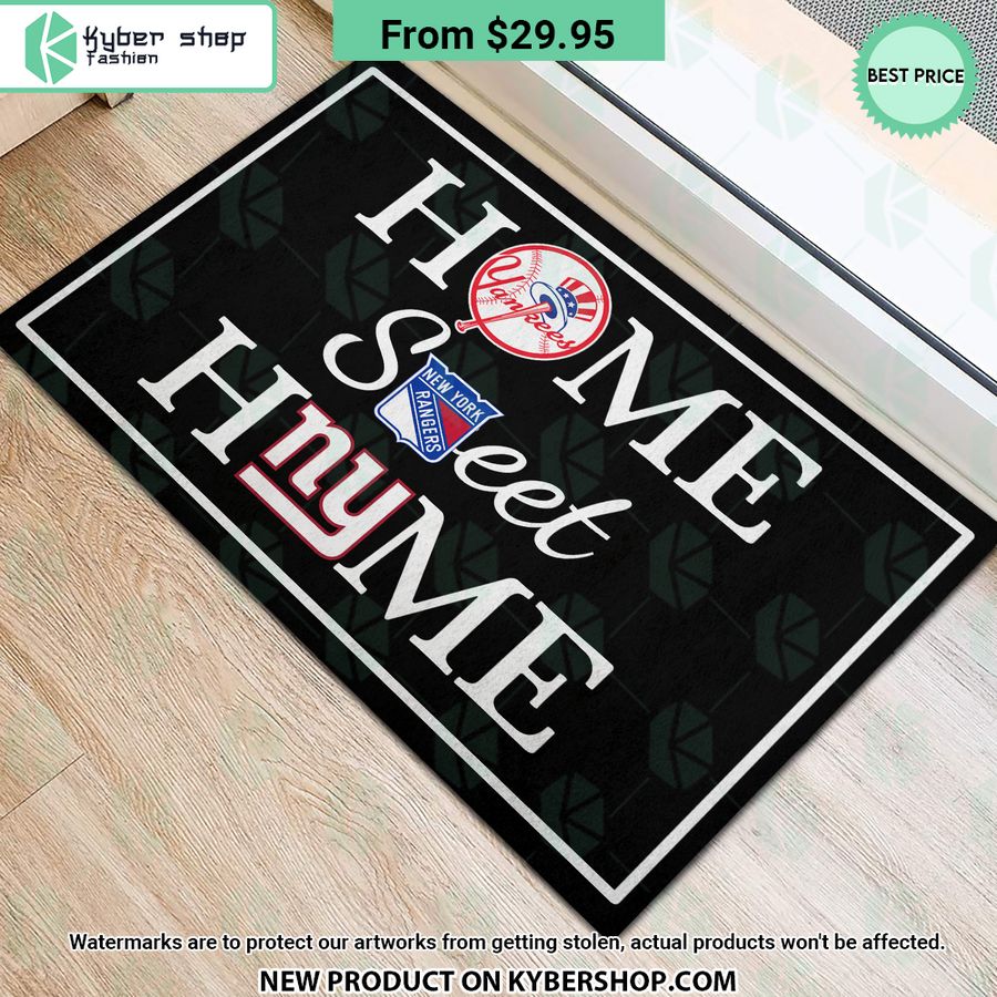 New York Rangers New York Yankees New York Giants Home Sweet Home Doormat