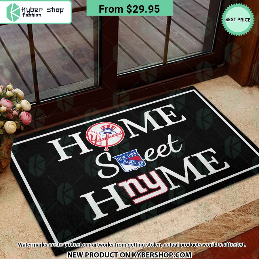 New York Rangers New York Yankees New York Giants Home Sweet Home Doormat