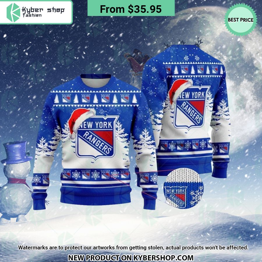 New York Rangers Santa Hat Sweater