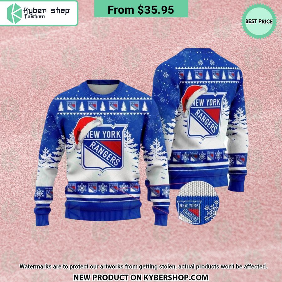 New York Rangers Santa Hat Sweater