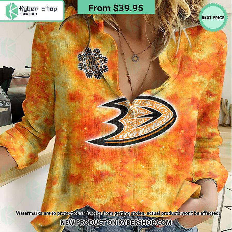 NHL Anaheim Ducks Orange Every Child Matter Women Casual Shirt