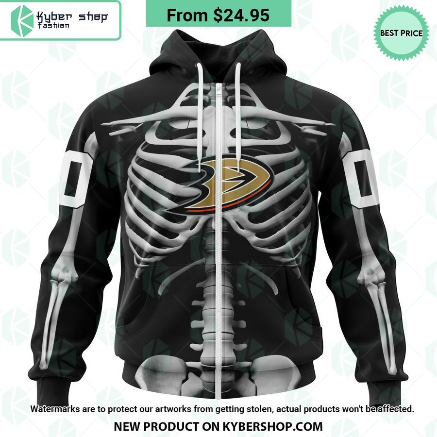 NHL Anaheim Ducks Skeleton Costume Halloween CUSTOM Hoodie
