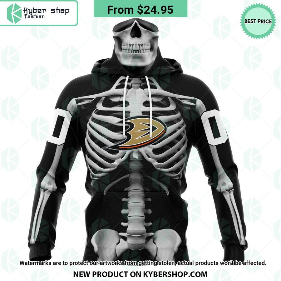 NHL Anaheim Ducks Skeleton Costume Halloween CUSTOM Hoodie