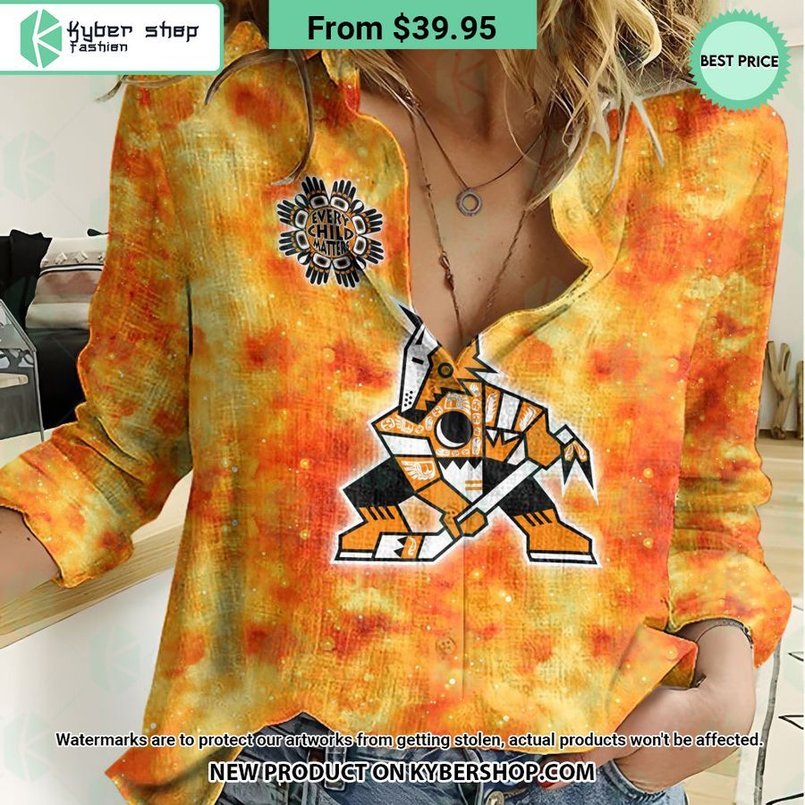 NHL Arizona Coyotes Orange Every Child Matter Women Casual Shirt
