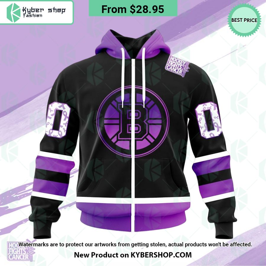 NHL Boston Bruins Hockey Fights Cancer Hoodie