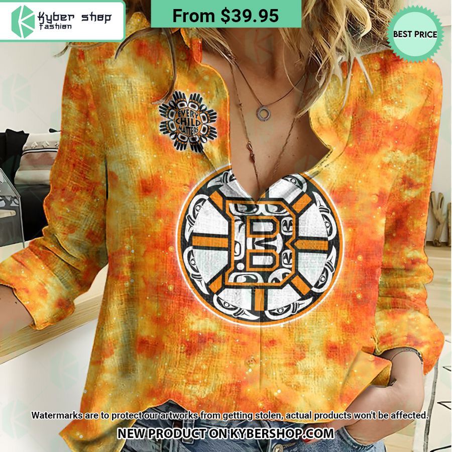 NHL Boston Bruins Orange Every Child Matter Women Casual Shirt