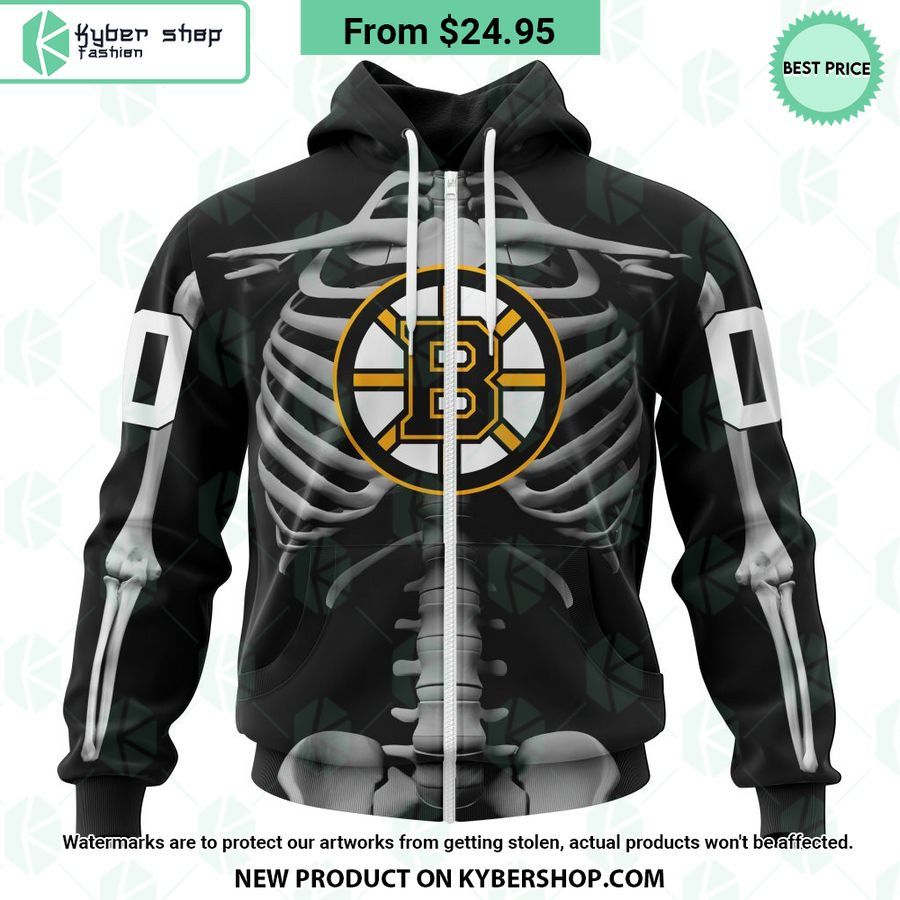 NHL Boston Bruins Skeleton Costume Halloween CUSTOM Hoodie