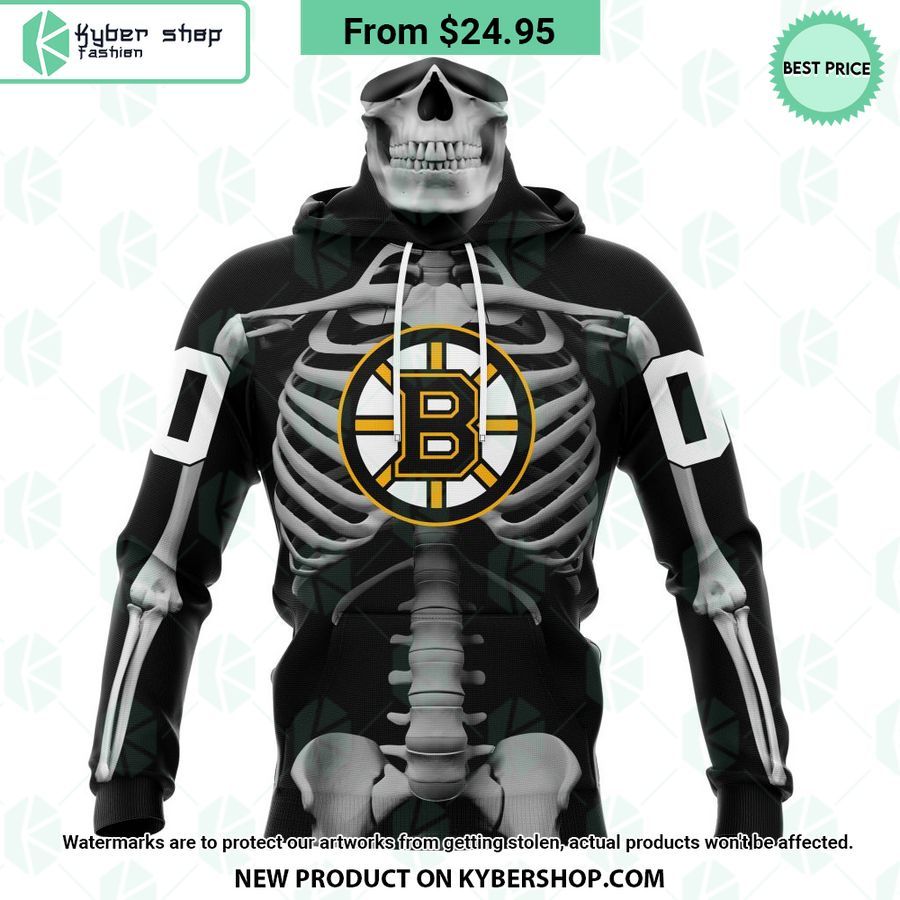 NHL Boston Bruins Skeleton Costume Halloween CUSTOM Hoodie