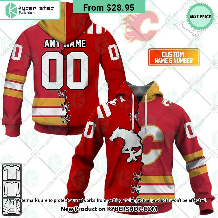 NHL Calgary Flames Mix CFL Calgary Stampeders Jersey CUSTOM Hoodie