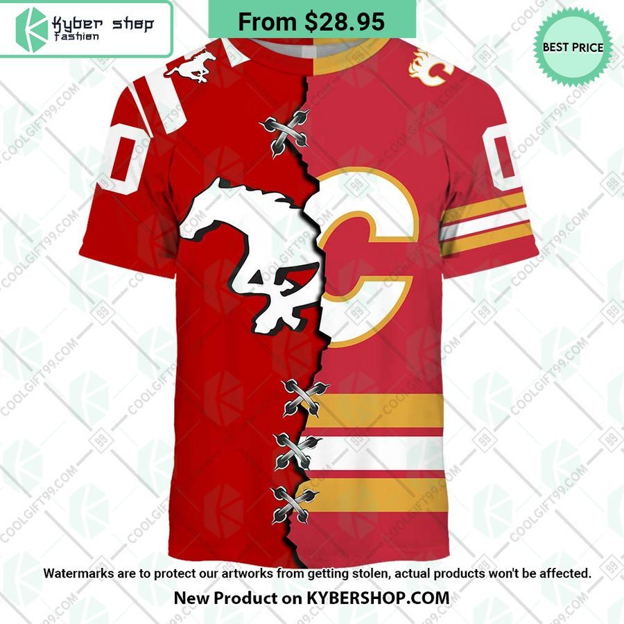 NHL Calgary Flames Mix CFL Calgary Stampeders Jersey CUSTOM Hoodie