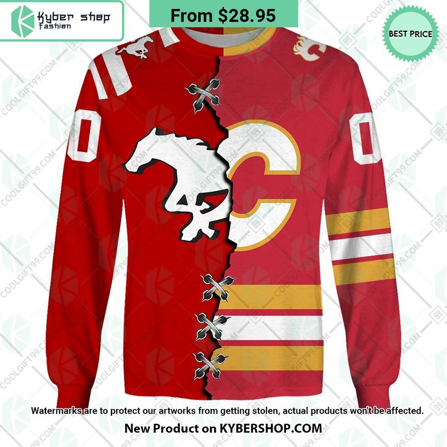 NHL Calgary Flames Mix CFL Calgary Stampeders Jersey CUSTOM Hoodie