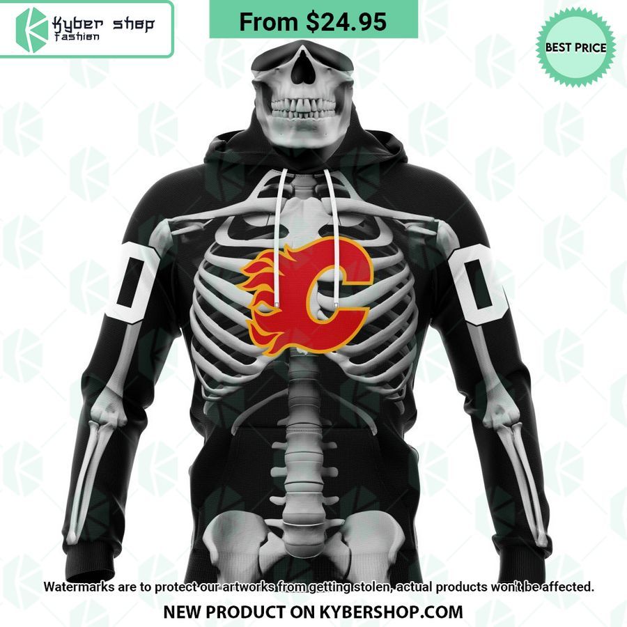 NHL Calgary Flames Skeleton Costume Halloween CUSTOM Hoodie