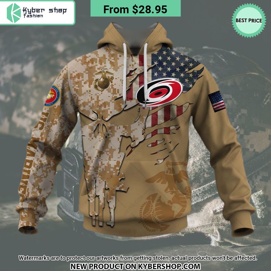 NHL Carolina Hurricanes Marine Corps Camo CUSTOM Hoodie
