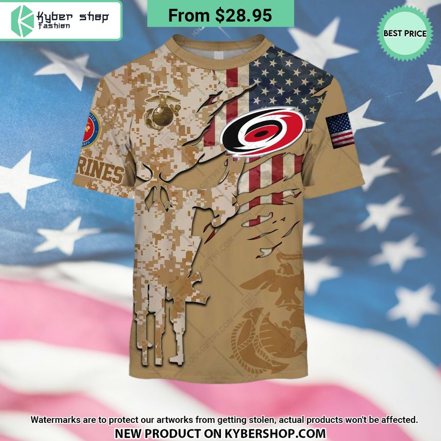 NHL Carolina Hurricanes Marine Corps Camo CUSTOM Hoodie