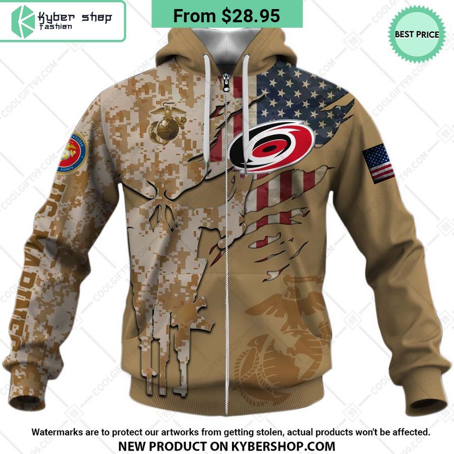 NHL Carolina Hurricanes Marine Corps Camo CUSTOM Hoodie