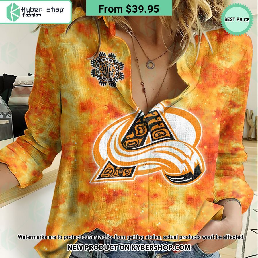 NHL Colorado Avalanche Orange Every Child Matter Women Casual Shirt