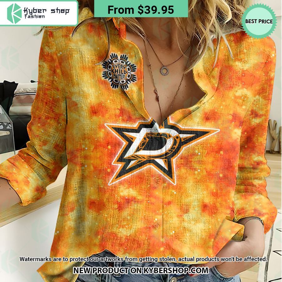 NHL Dallas Stars Orange Every Child Matter Women Casual Shirt