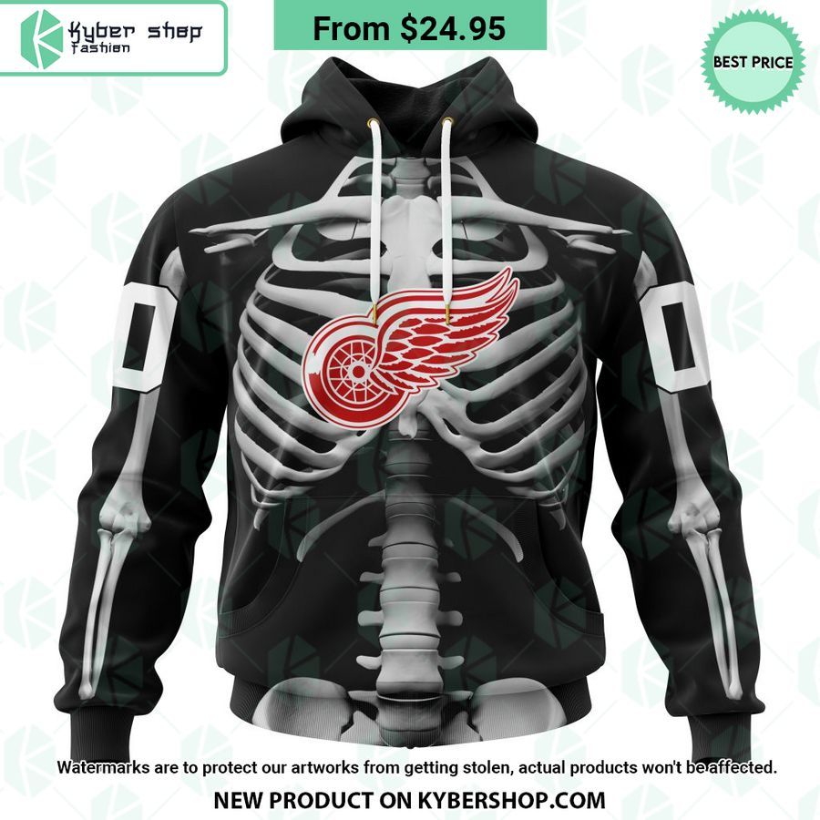 NHL Detroit Red Wings Skeleton Costume Halloween CUSTOM Hoodie